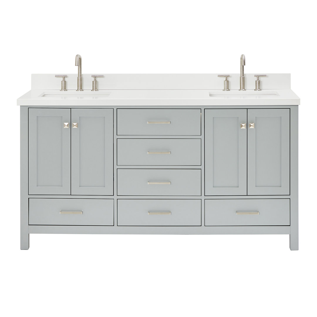 Grevera 67'' Double Bathroom Vanity with White Quartz Top Hokku Designs Base