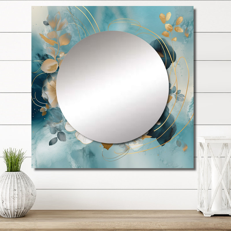 Dokkum - Grand miroir carré floral pour décoration murale, 23 po x 23 po