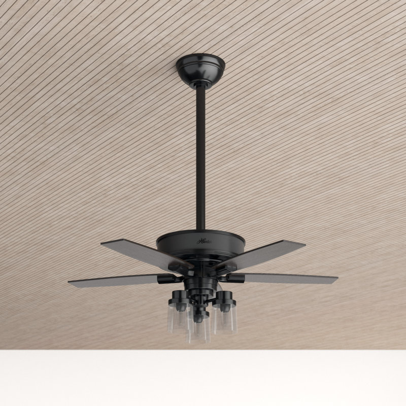 Bennett 52" 5 - Blade Standard Ceiling Fan With Lights, Matte Black