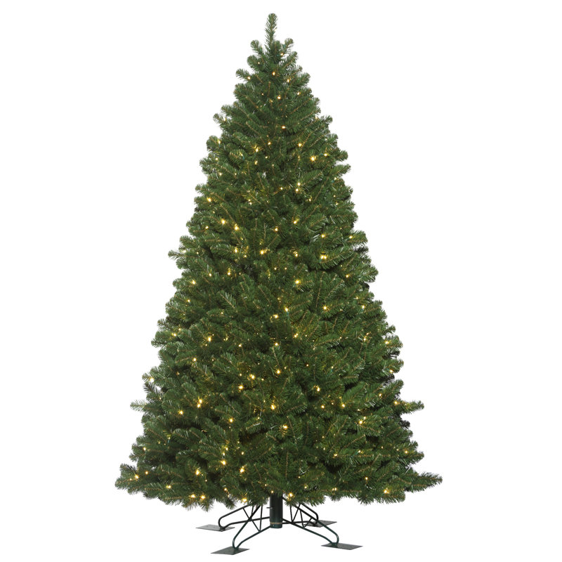 Teton Outdoor Fir Ariticial Christmas Tree with Warm White Wide Angle LED Lights with Stand, 9' H