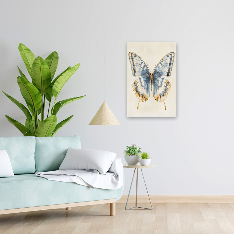 Merveille ailée - Art contemporain aquarelle papillon, H 24 po x l 16 po