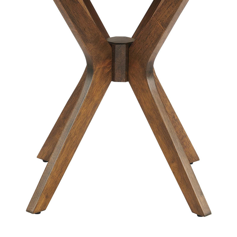 Walnut Mid-Century Modern Round Wood Side Table