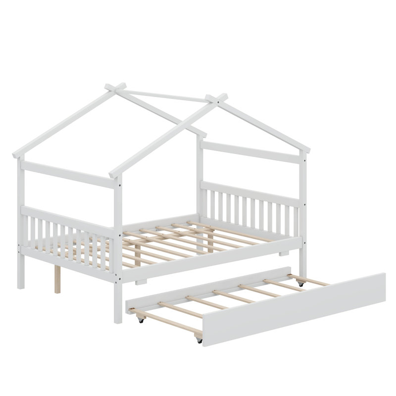Lit gigogne en bois de pin massif, Blanc