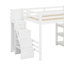 Lit mezzanine double avec tablettes, escalier de rangement, petite armoire et lumière DEL blanche
