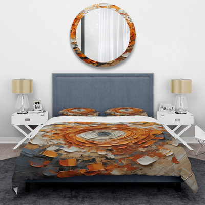 Orange And White Abstract Spiral Collage - Abstract Collages Duvet Cover Set