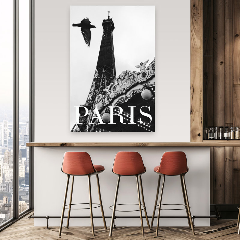 Paris Dove Classic Romantic Vintage Bird Architecture City Wall Art Print by Rikard Martin - Wrapped Canvas Print