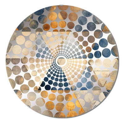 Beige And Blue Triangles Mosaic - Concentric Circles Decorative Mirror