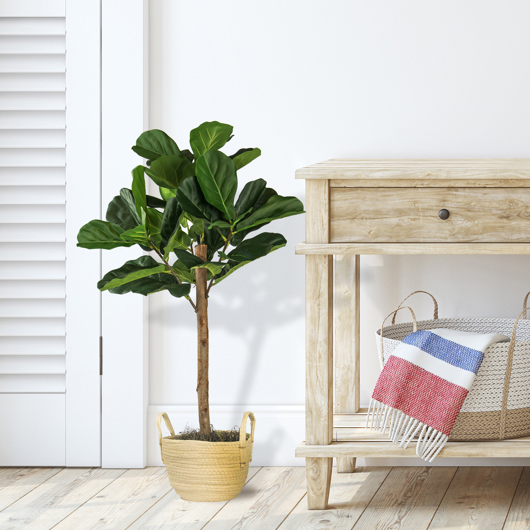 Primrue 36'' Faux Fiddle Leaf Fig Tree in Wicker/Rattan Basket Wayfair