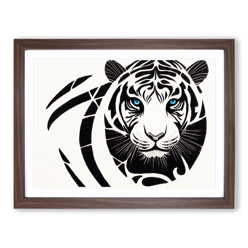 Tiger Art Vol.2 - Single Picture Frame Print, 46cm H x 64cm W x 2cm D, Walnut Framed