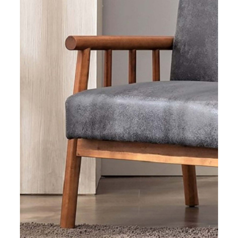 Chaise avec accoudoirs Classic Mid-Century, Grey Microfiber