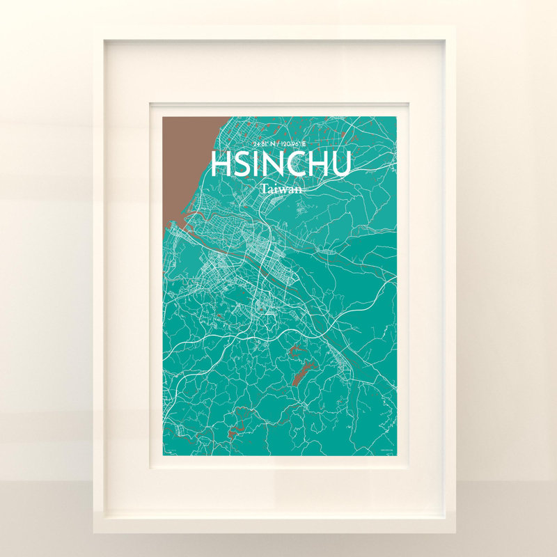 Hsinchu City Map In Nature - No Frame Print, 24cm H x 18cm W x 0.05cm D