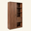 Armoire de rangement autoportante, armoire haute avec porte cannelée, 2 tiroirs et tablettes ouvertes, rangement polyvalent pour chambre à coucher, salon, entrée