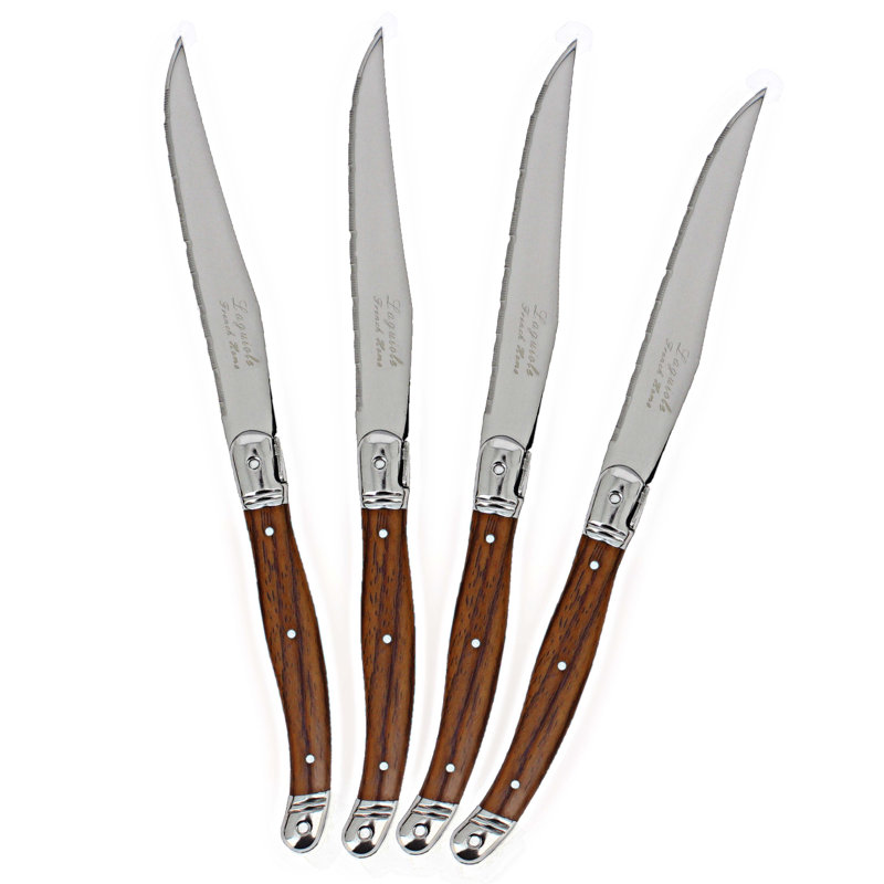 Ensemble de 4 couteaux à steak Laguiole French Home, Grain du bois