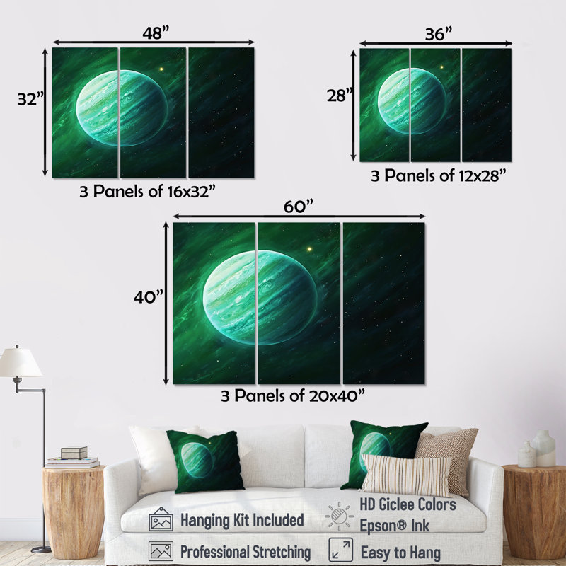 Jade Jupiter, planète dans l'espace I - notre système solaire, art mural sur toile, H 32 po x l 48 po x P 1 po