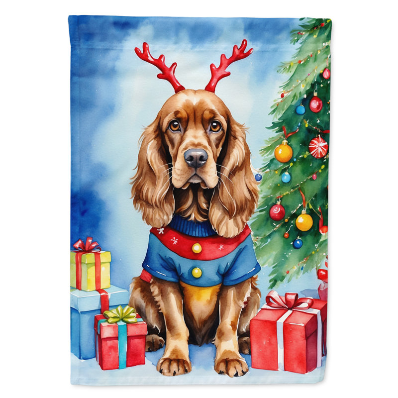 Drapeau de Noël renne de jardin, Épagneul cocker anglais