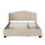 Lits de rangement, lit plateforme en bois et lin queen avec lit gigogne, style moderne