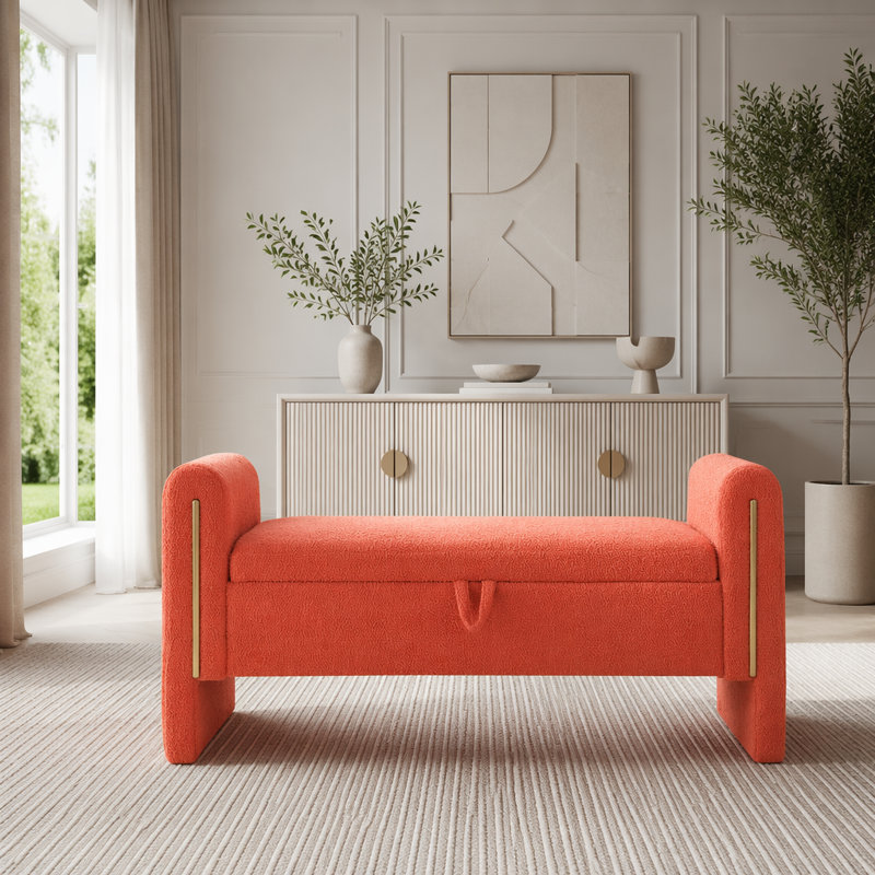 Banc de bout avec accoudoirs et rangement Modern, Orange