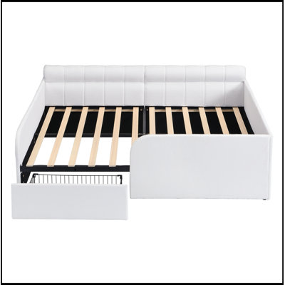 Cadre pleine grandeur en tissu bouclé Minerva avec tiroir de rangement