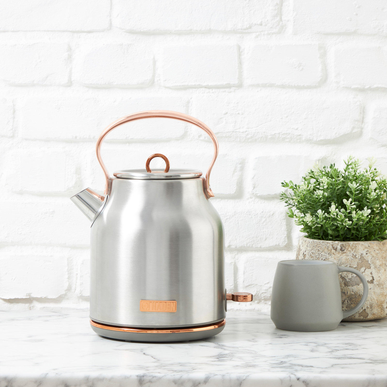 HADEN Heritage 1.7L Stainless Steel Tea Kettle, Steel/Copper