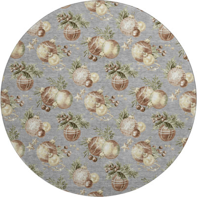 Premium Machine Washable Ingrassellino AMF1828 Christmas Balls Rug