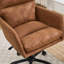 Cuir artificiel, similicuir, base noire, hauteur réglable, convient au bureau, à la chambre à coucher, à la coiffeuse et à d'autres environnements. Une chaise de bureau. Brun-1384417797