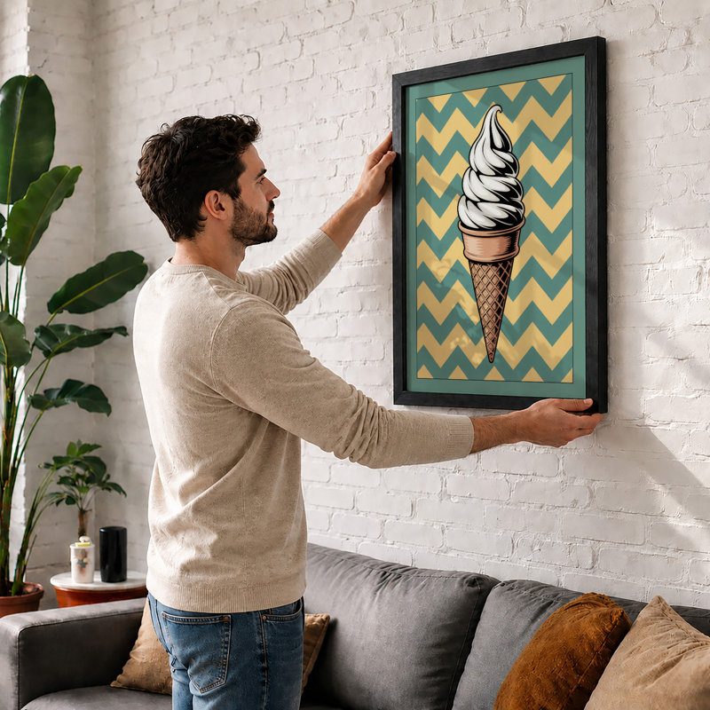 Soft Serve Nostalgia Retro - Framed Print, A2 - 59.4 x 42.0 cm, White