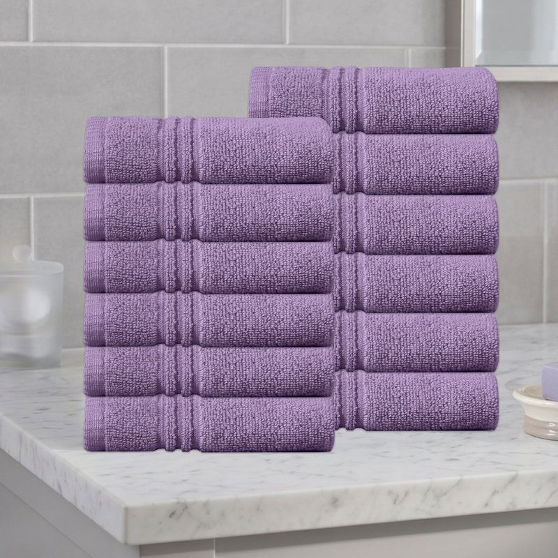 Ensemble de serviettes de salle de bain 100% coton 100% coton zéro torsion Robbs, 13 po x 13 po (12) (12 serviettes de bain) Home Weavers