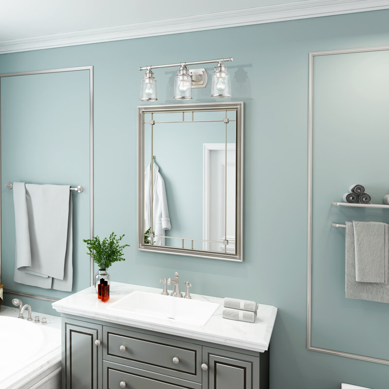 Éclairage pour meuble-lavabo à 3 lumières à intensité variable Derrick, Nickel brossé