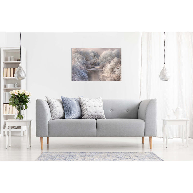 Streaming Winter Creek Snow Covered Trees - Wrapped Canvas Art Prints, 20cm H x 31cm W