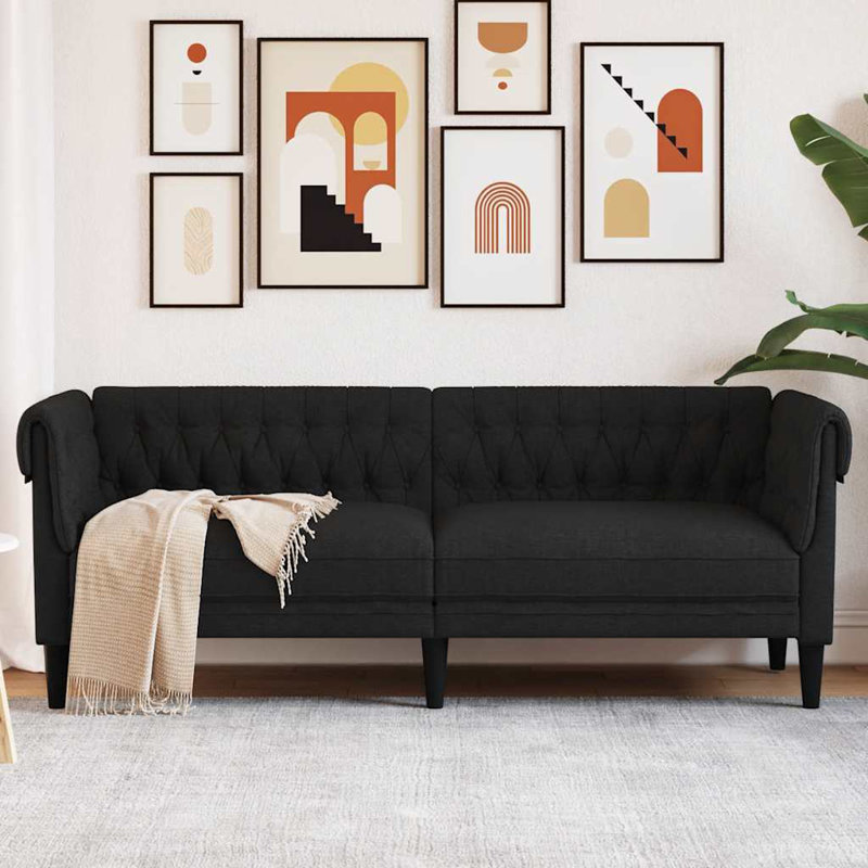  Canapé Chesterfield noir, H 29,3 po x l 71,9 po x P 29,3 po, 2 places, Noir