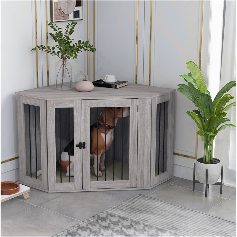 Meuble de cage d'angle pour chien PawHut