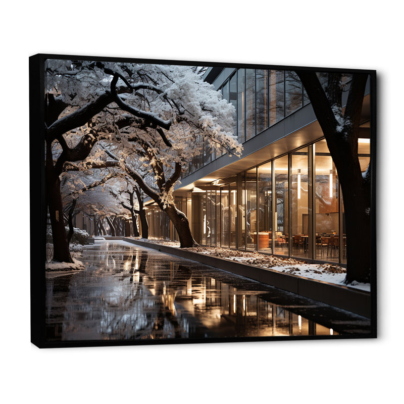 «College University Winter Winter I», reproduction sur toile, Cadre flottant noir, H 30 po x l 40 po x P 1,5 po