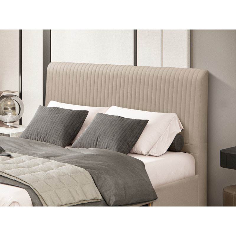Upholstered Storage Bed, Beige, Kingsize (5')