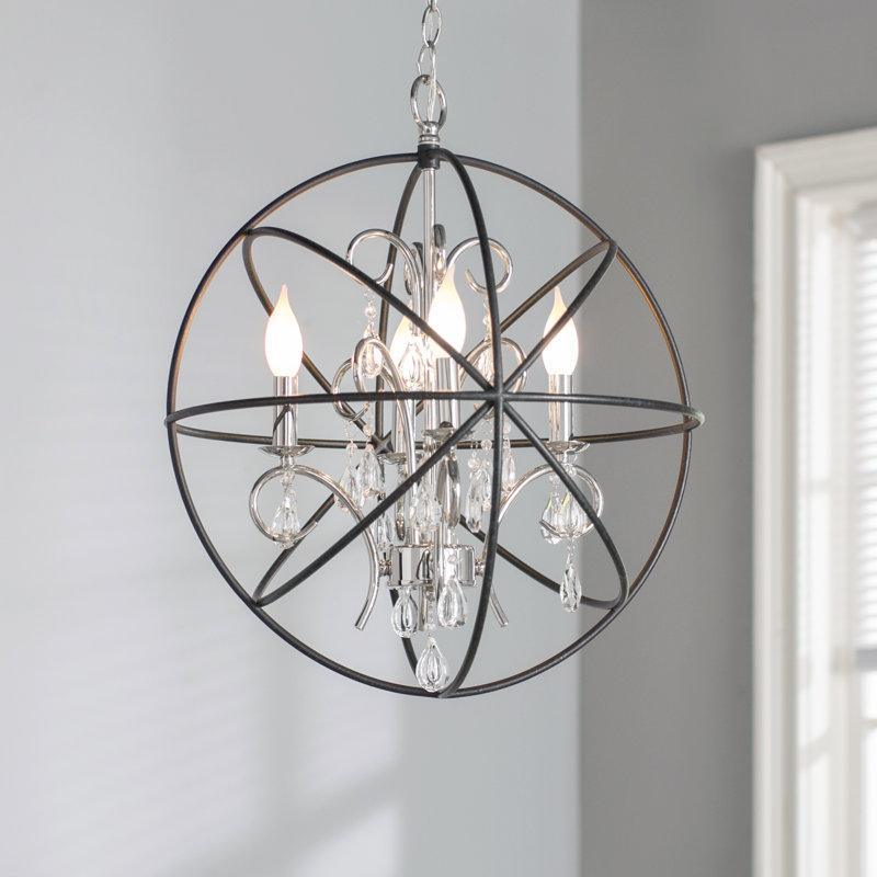 Alden 4 - Light Dimmable Globe Chandelier, Anthracite/Polished Nickel