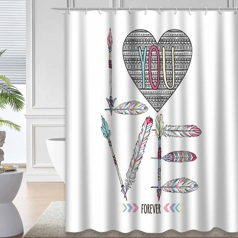 Rideau de douche imperméable à motif aztèque avec 12 crochets, L 72 po x l 84 po