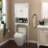 White 3 Tier Wall Mount Over Toilet Storage Cabinet, Single Door Adjustable Shelf Household Cabinet
