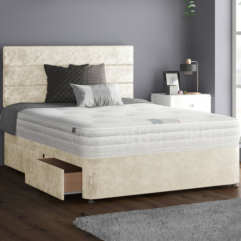 Notus Upholstered Bed, Super King (6'), Cream, 4 Drawers
