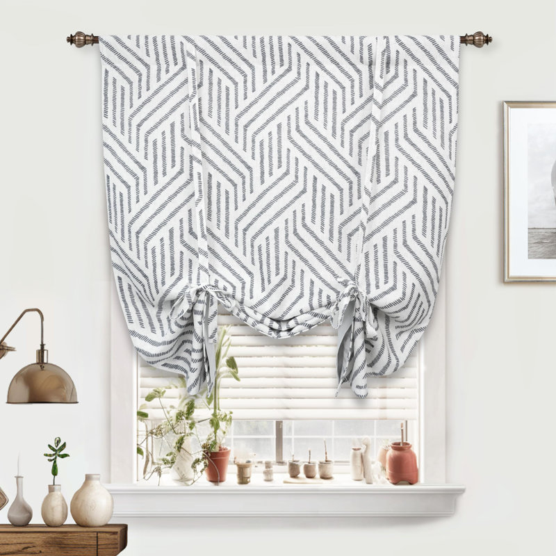 Gundeline Linen Blend Blackout Single Curtain Panel, Black/Beige, 39" W x 55" L
