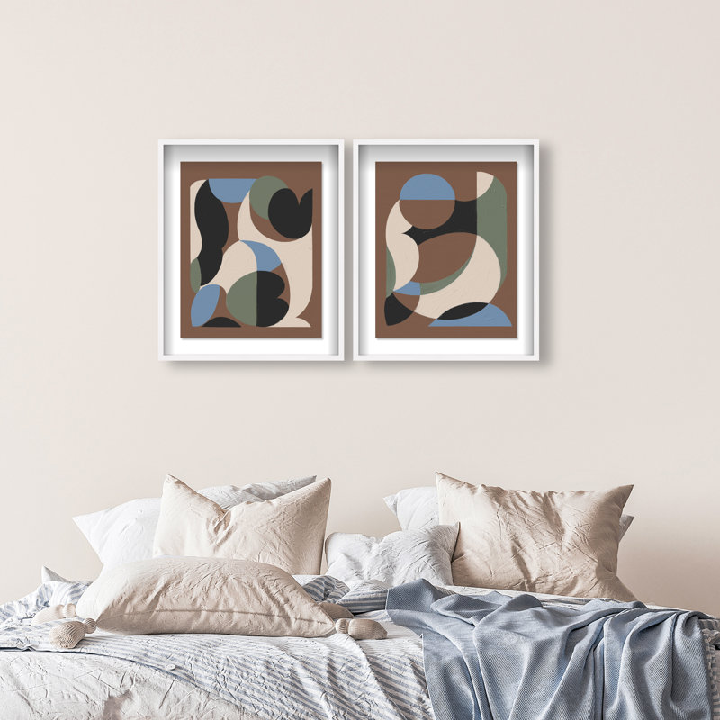 Centered Harmony Set Shadowbox Abstract Print by Oliver Gal, Black Frame, 16 x 20, 31.5" H x 25.5" W, White Shadowbox