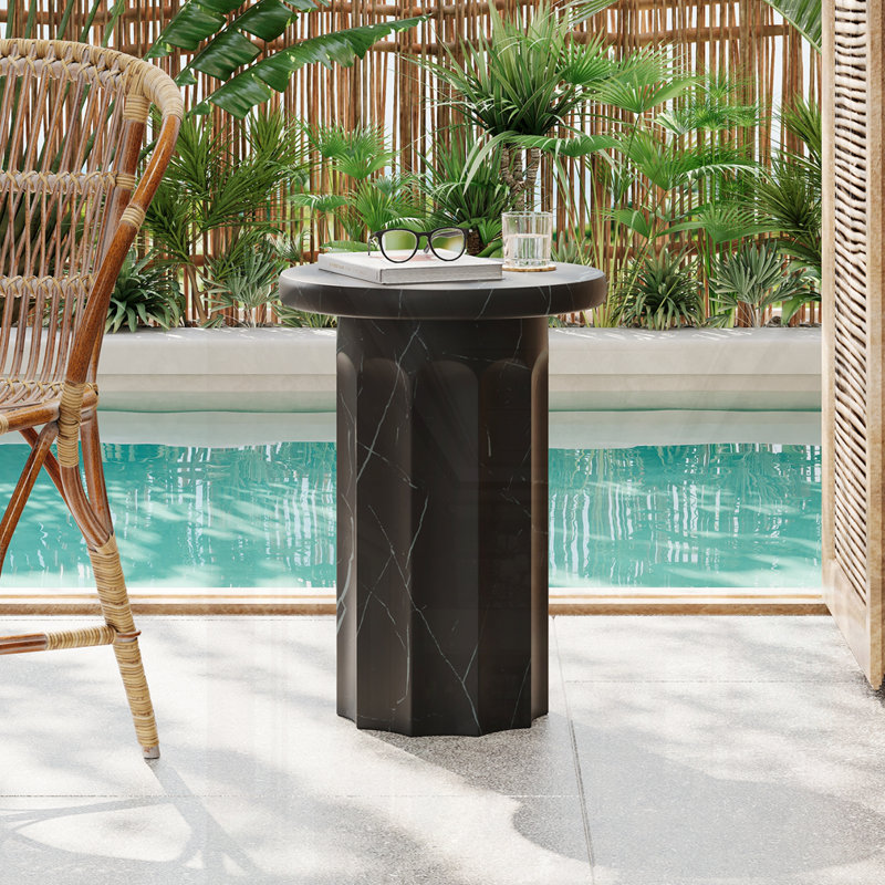 Table d'appoint en béton effet marbre noir