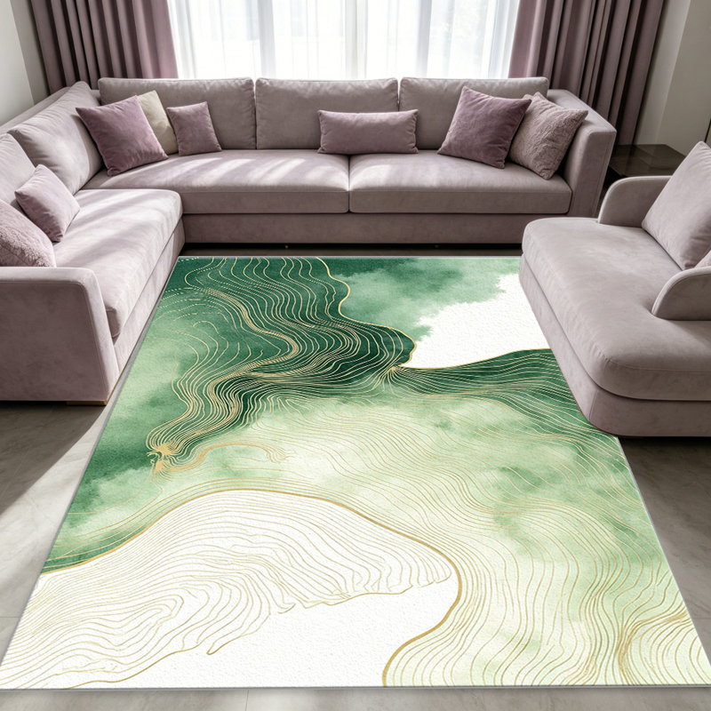 Green Gold Abstract Topographic carpet-easy to clean, machine-washable, soft and comfortable; suitable for door mats, kitchens, living rooms, bedrooms, corridors, and laundry areas. Easy to clean, durable carpet for home decoration.