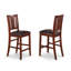Ensemble bistro 5 pièces à hauteur de comptoir comprenant une table de salle à manger rectangulaire et 4 chaises de salle à manger en similicuir, acajou-193938965-249748236