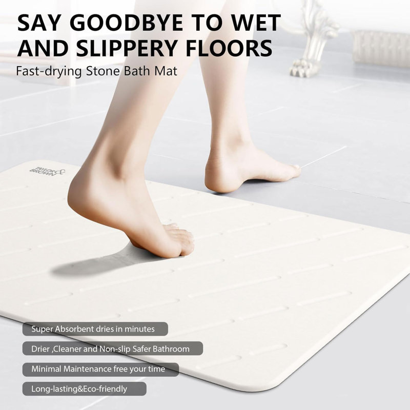 Non-Slip Bath Mat, Light Grey