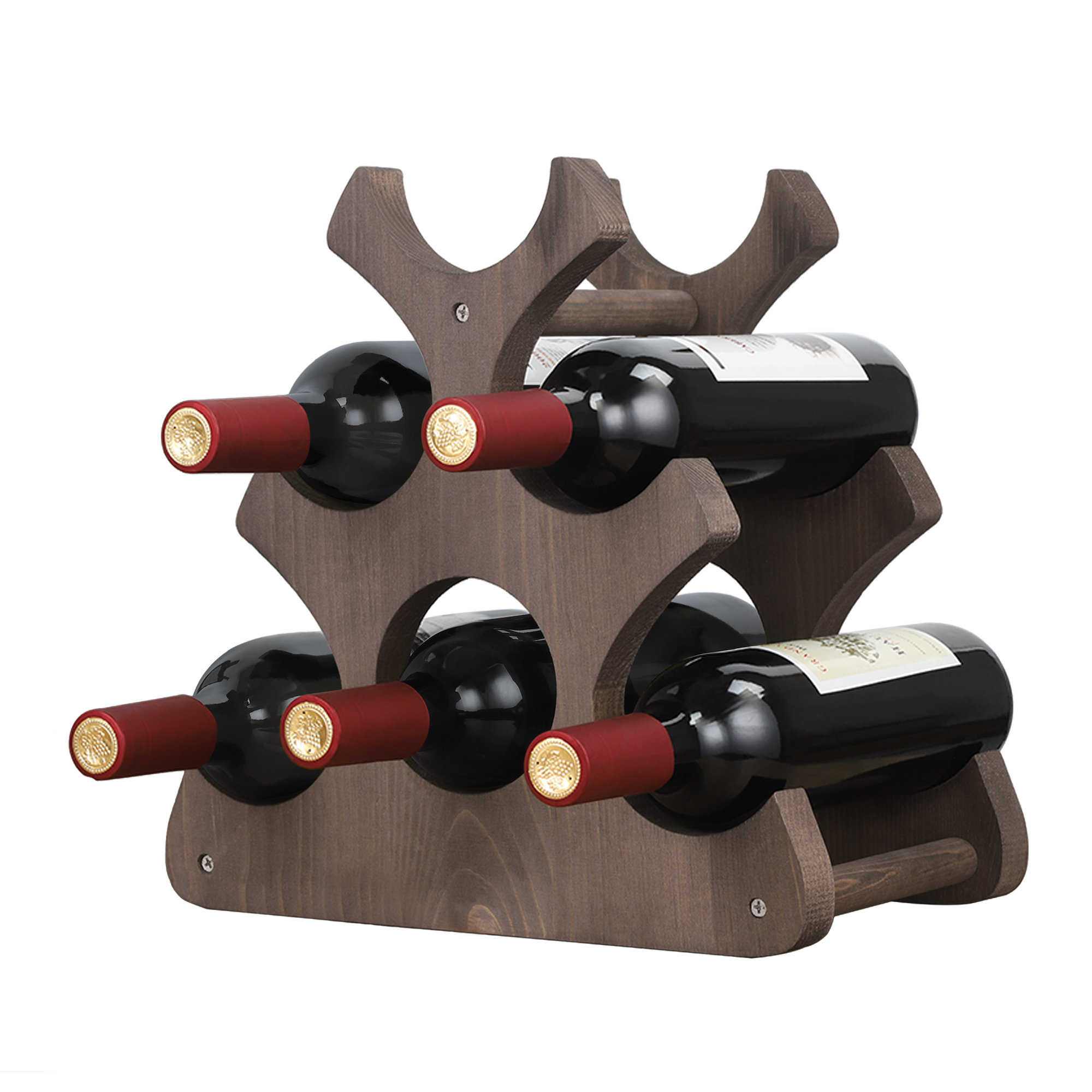 6 bottle wine online rack wood