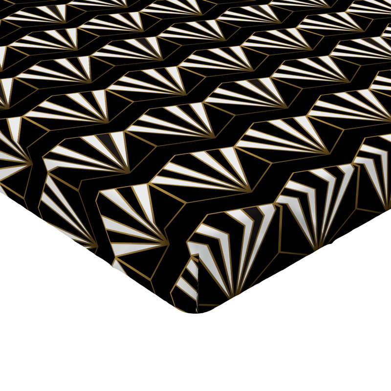 Drap-housse Ambesonne Art Deco Nostalgic Retro Line Print Fawn, Drap-housse de taille simple
