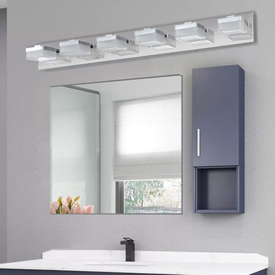 Miroir de salle de bain à 6 lumières à DEL - moderne, brouillard, brouillard de construction moderne, pour les salles de bain et les espaces de maquillage
