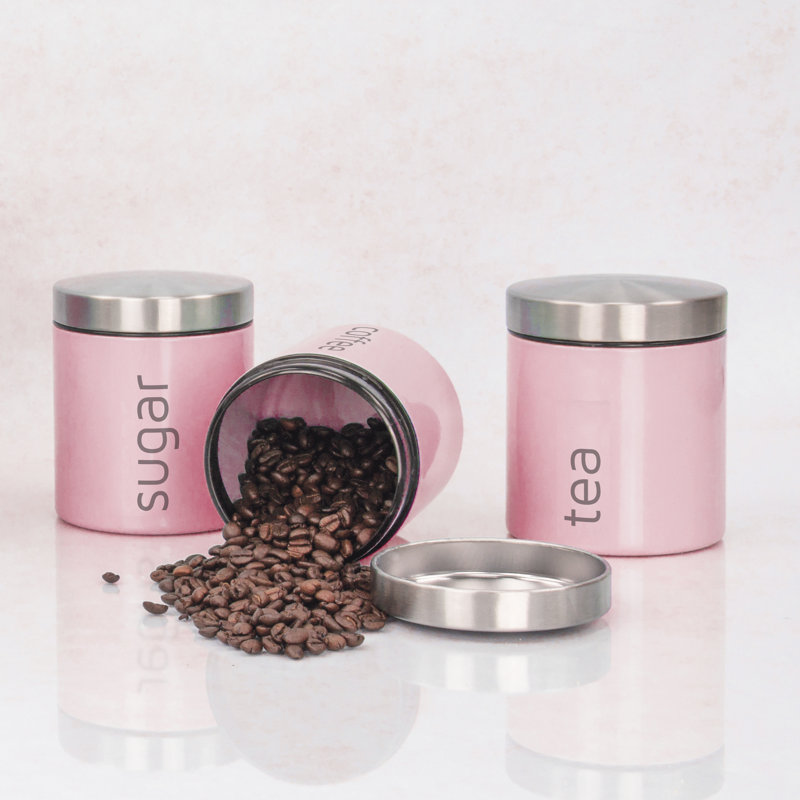 Dainty Metal Jar - Set of 3, Pink