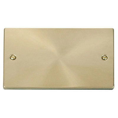Satin Brass 2 Gang Blank Plate