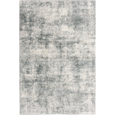 17 Stories Crewellwalk Cream/Blue 7 ft. 10 in. x 9 ft. 10 in. Abstract Indoor Polypropylene/Polyester Area Rug
