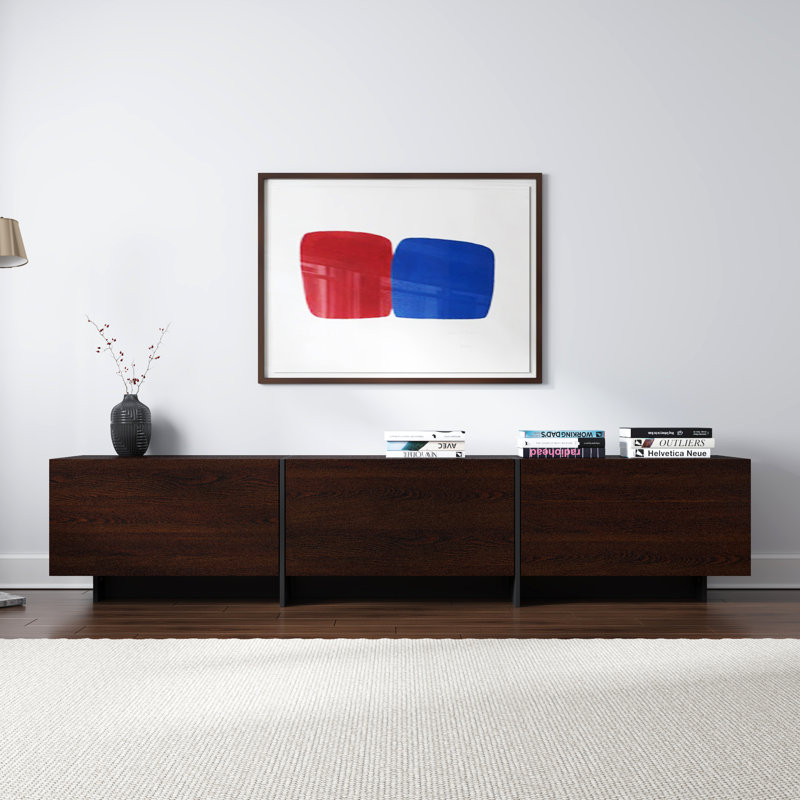 Tv Stand With 4 3abinets And Wood Grain Finish